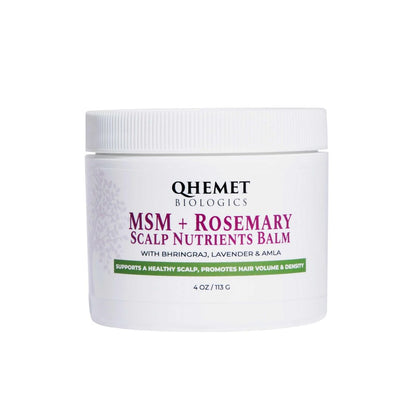 Qhemet Biologics MSM + Rosemary Scalp Nutrients Balm | Food for Hair Growth | MSM, Rosemary, Bhringraj, Castor Oil & Coconut Oil | For Dry Scalp, Thinning & Slow Growth | Vegan (4 oz) Avelisse