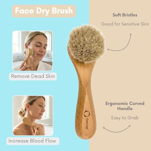 4pcs Dry Brushing Body Brush Set for Lymphatic Drainage - Natural Bristle Dry Skin Brush, Facial Brush, Exfoliating Scrubber, Wood Therapy Massage Tool with Gua Sha, Anti-Cellulite Avelisse