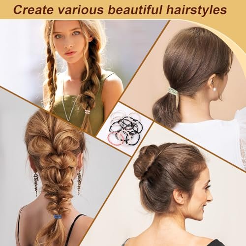 48 PCS Boho Hair Ties - No Damage Elastic Hair Tie Bracelets for Women, Cute Ponytail Holders for Thick & Thin Hair - Multicolor - görsel 8