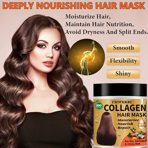 Collagen & Keratin Hair Mask Set for Damaged Hair – Deep Conditioner with Argan Oil & Vitamin E, Natural Hydrating Treatment for Dry, Curly, Color-Treated Hair (2 x 5 Fl Oz, Gold & Hot Pink) - görsel 8