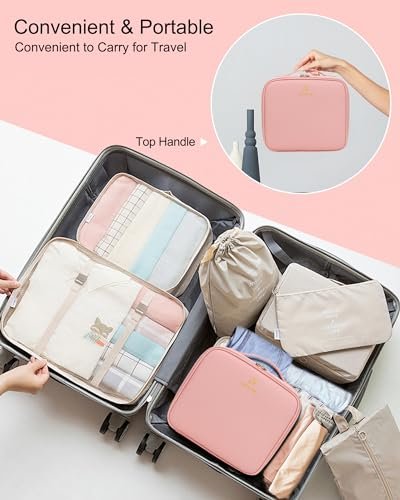 Relavel Makeup Bag with LED Mirror – Travel Makeup Case with Rechargeable Lighted Mirror, 3 Color Lights, Dual Layer Cosmetic Box, Leather Pink