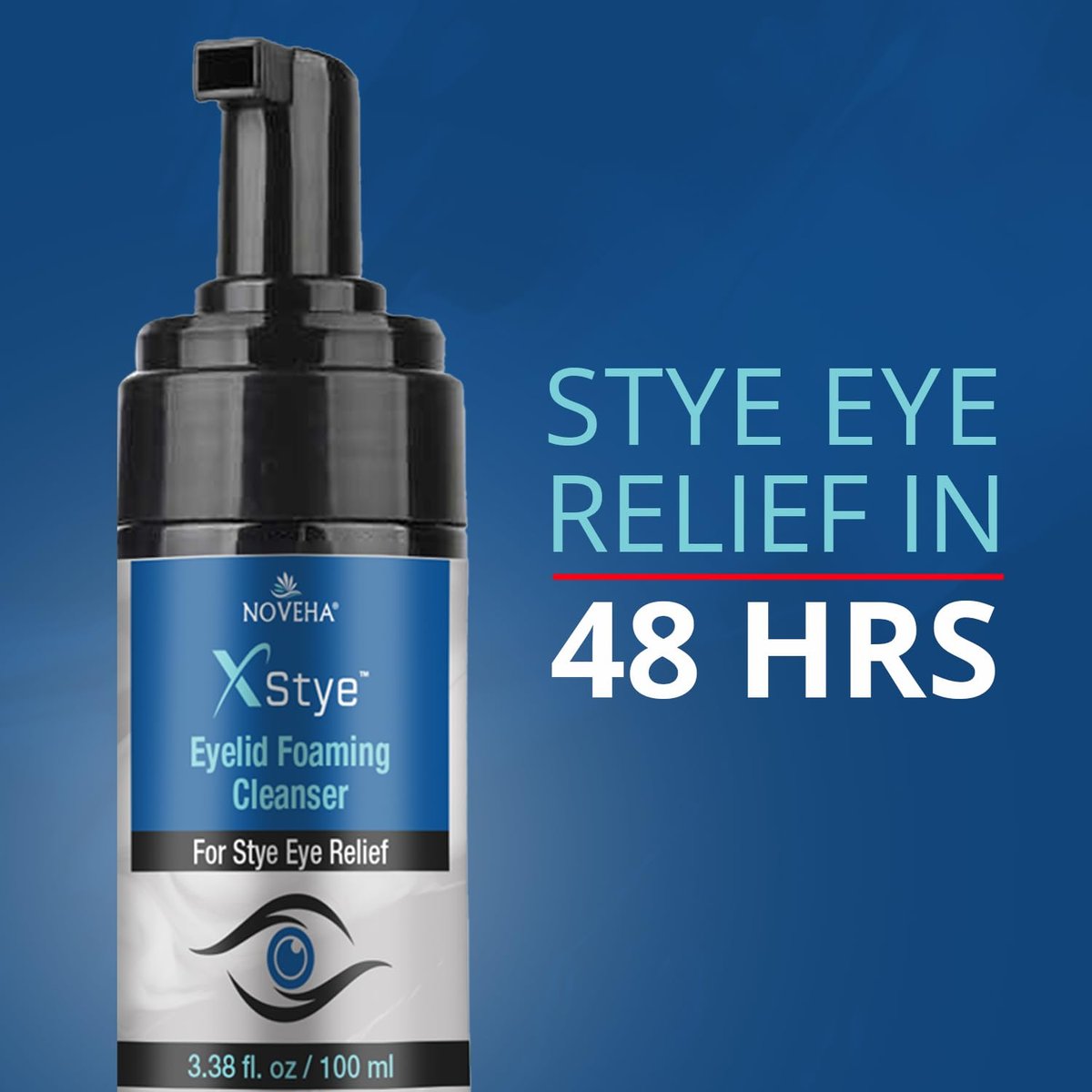 NOVEHA XStye Eyelid Foaming Cleanser – Fast Stye Relief with Tea Tree Oil, Daily Eyelid & Eyelash Wash for Dryness (3.38 fl oz / 100mL) - görsel 3
