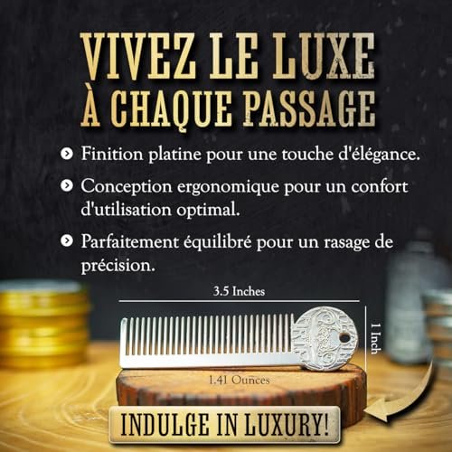 Metal Mustache & Beard Comb – Dual-Sided Pocket Comb for Men, Fine & Wide Teeth for Precise Styling – Durable, Compact, Travel-Friendly Grooming Tool for Facial Hair Care Avelisse
