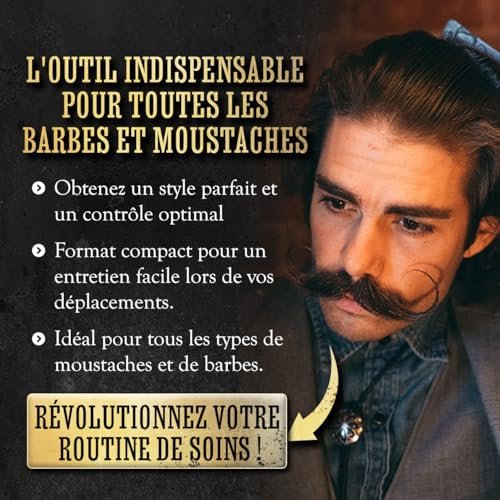 Metal Mustache & Beard Comb – Dual-Sided Pocket Comb for Men, Fine & Wide Teeth for Precise Styling – Durable, Compact, Travel-Friendly Grooming Tool for Facial Hair Care Avelisse
