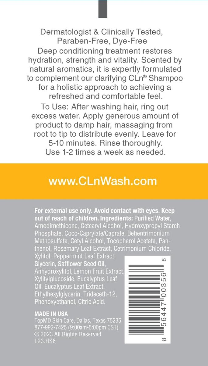 CLn Hair & Scalp Mask Conditioner - Deep Conditioner for Dry, Damaged Hair & Scalp, Paraben-Free & Dye-Free, Eucalyptus Scent, 6 fl. oz. Avelisse