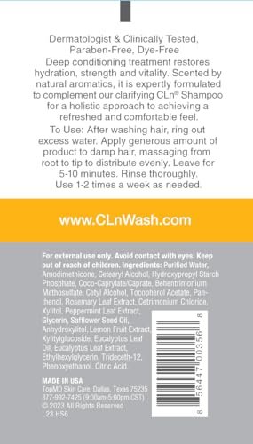 CLn Hair & Scalp Mask Conditioner - Deep Conditioner for Dry, Damaged Hair & Scalp, Paraben-Free & Dye-Free, Eucalyptus Scent, 6 fl. oz. Avelisse