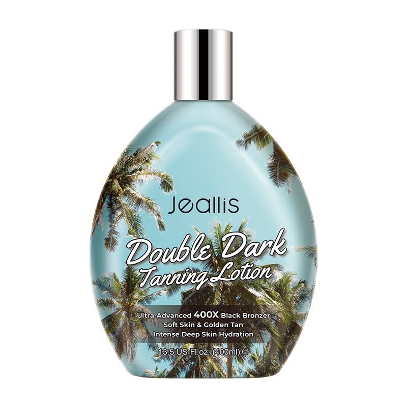Jeallis Double Dark Indoor Tanning Bed Lotion with Bronzer – 13.5 oz | Tattoo Protecting Formula Avelisse