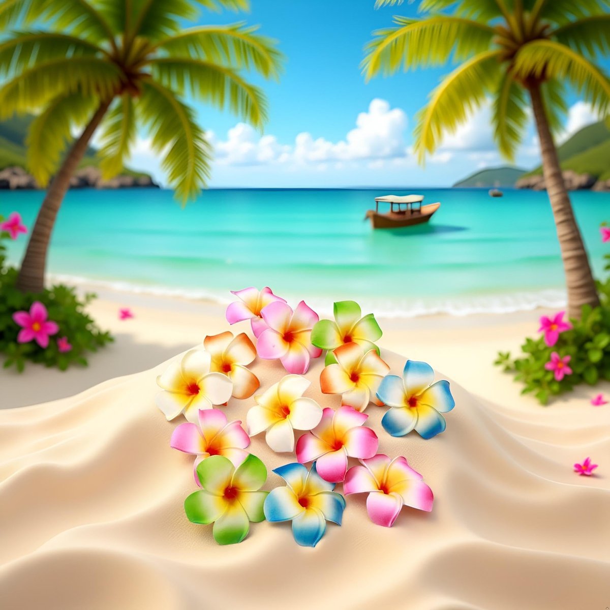 10-Pack Multicolor Hawaii Plumeria Flower Clips - Artificial Tropical Hair Barrettes for Beach Party, Wedding Hair Accessories (7cm) - görsel 16