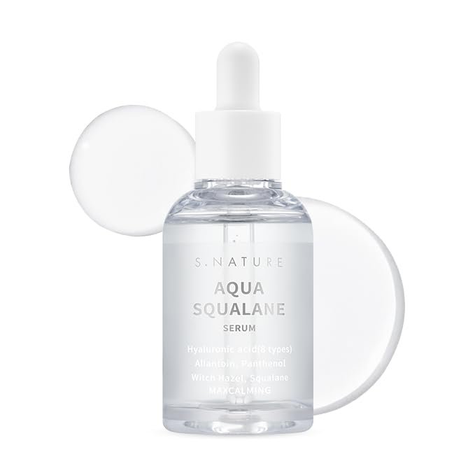 S.NATURE AQUA SQUALANE SERUM – Deeply Hydrating Facial Serum for All Skin Types, Soothing, Pore Tightening, and Sebum Control | Korean Skincare (1.69 Fl Oz) Avelisse