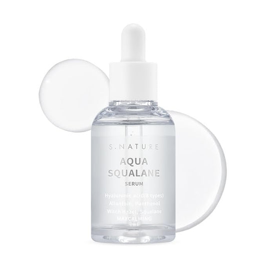 S.NATURE AQUA SQUALANE SERUM – Deeply Hydrating Facial Serum for All Skin Types, Soothing, Pore Tightening, and Sebum Control | Korean Skincare (1.69 Fl Oz) Avelisse