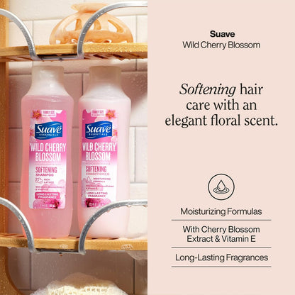 Suave Shampoo & Conditioner Set, Wild Cherry Blossom – Everyday Softening Formulas with Cherry Blossom Extract & Vitamin E, 22.5 Oz Each (2 Piece Set) Avelisse