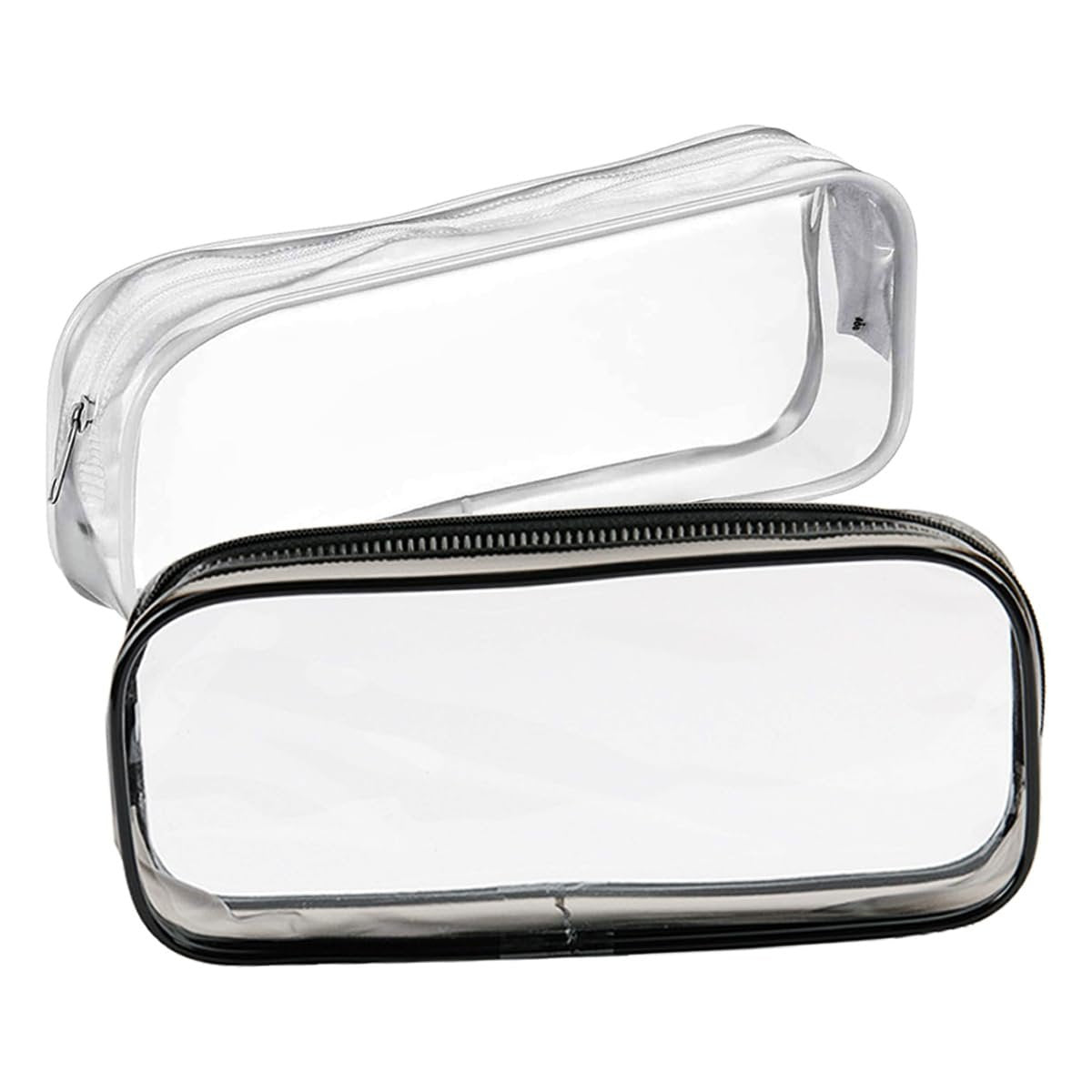 GAQWOK 2-Piece Clear Toiletry Bags for Travel - Black & White Set | TSA-Approved Transparent Cosmetic Bags - görsel 1