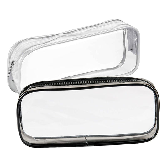 GAQWOK 2-Piece Clear Toiletry Bags for Travel - Black & White Set | TSA-Approved Transparent Cosmetic Bags