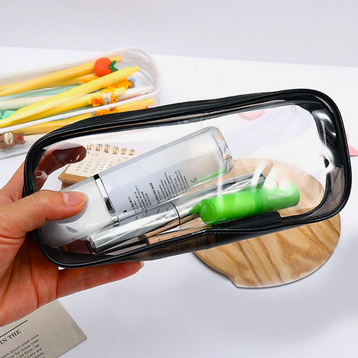 GAQWOK 2-Piece Clear Toiletry Bags for Travel - Black & White Set | TSA-Approved Transparent Cosmetic Bags - görsel 7