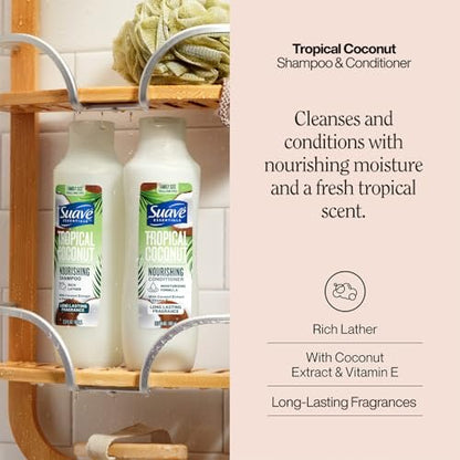 Suave Tropical Coconut Shampoo and Conditioner Set – Nourishing Formulas with Botanical Extract & Vitamin E, 22.5 oz Each (2-Piece) Avelisse