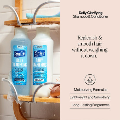 Suave Shampoo & Conditioner Set – Clarifying & Hydrating, Build Up & Residue Removal, 22.5 Oz Each (2 Piece Set) Avelisse