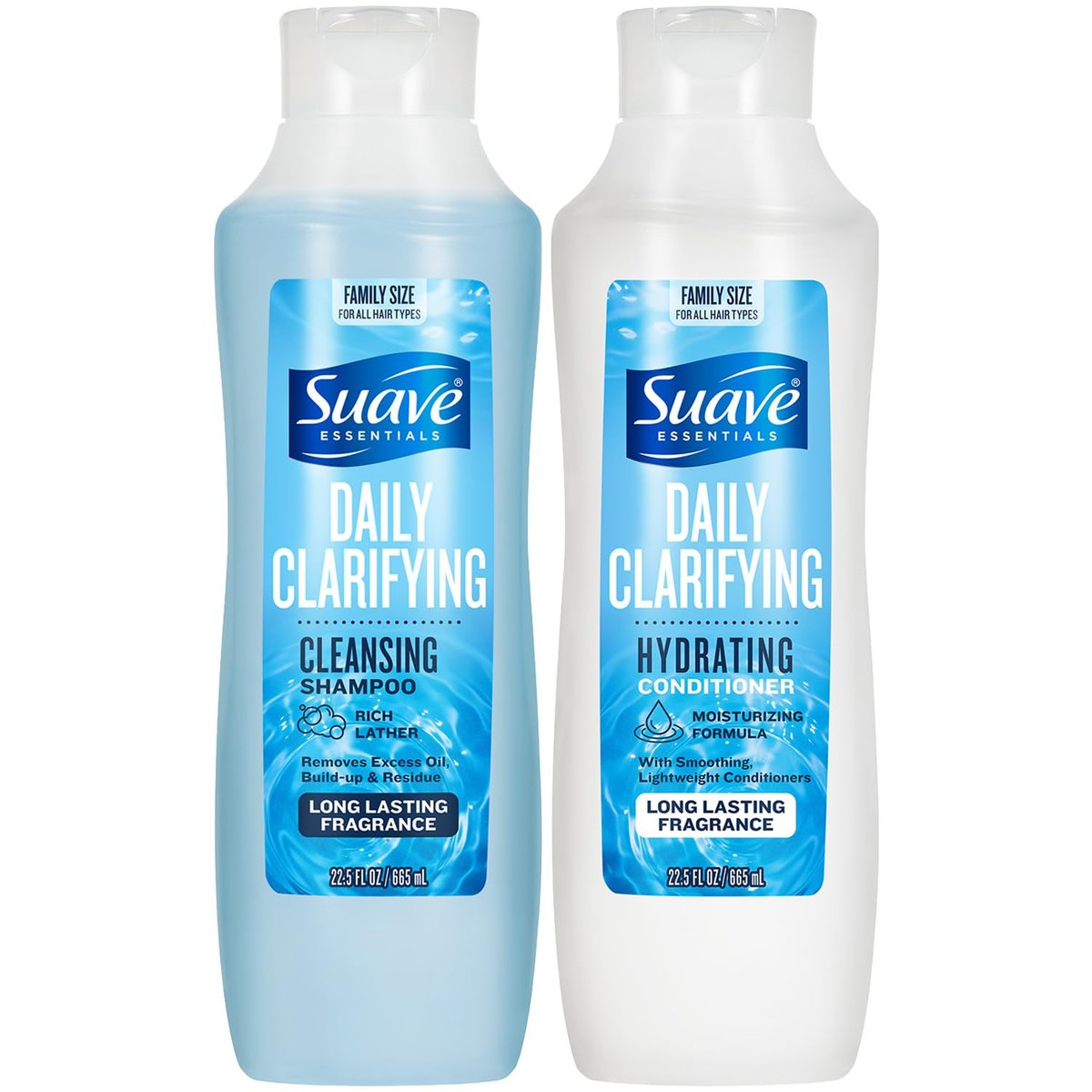 Suave Shampoo & Conditioner Set – Clarifying & Hydrating, Build Up & Residue Removal, 22.5 Oz Each (2 Piece Set) Avelisse
