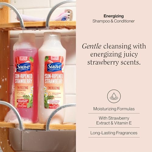 Suave Shampoo & Conditioner Set, Sun-Ripened Strawberry – Everyday Energizing Formulas with Fruit Extract & Vitamin E, 22.5 Oz Each (2 Piece Set) Avelisse