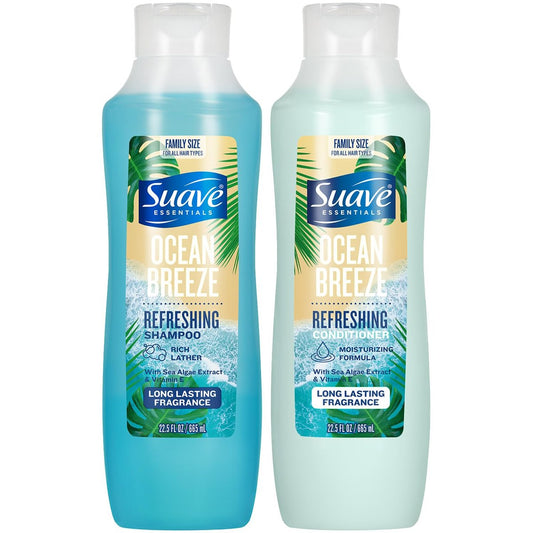 Suave Shampoo & Conditioner Set - Ocean Breeze, 22.5 oz Each (2-Piece Set) with Sea Algae Extract & Vitamin E Avelisse