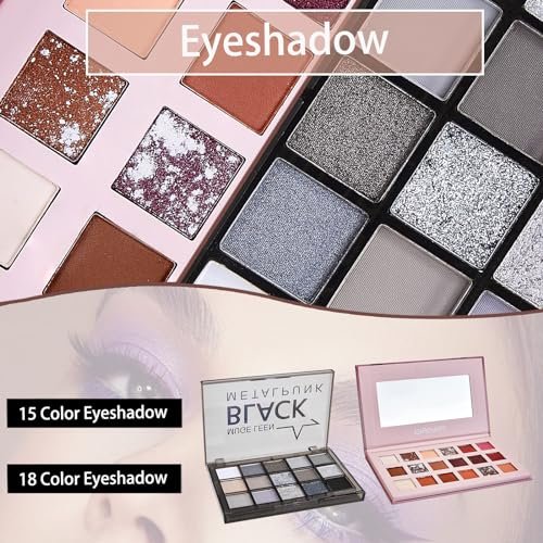 All In One Makeup Kit – Complete Travel Makeup Set for Women with Foundation, Eyeshadow Palette, Lipstick, Eyeliner, Mascara, Contour Stick & Cosmetic Brushes Avelisse