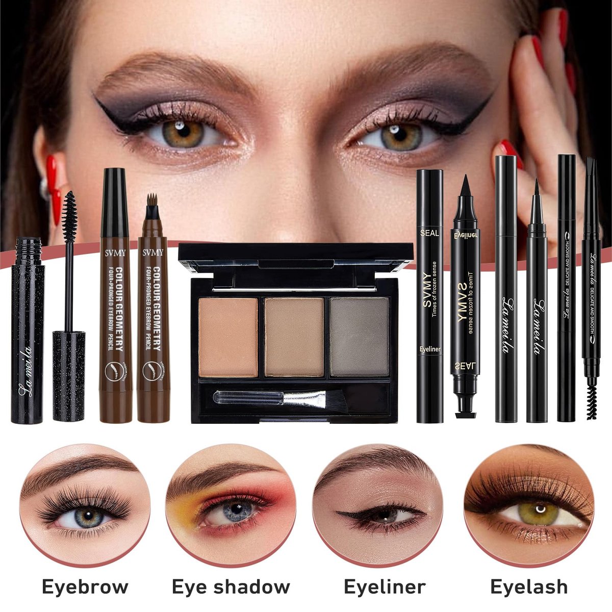 All In One Makeup Kit – Complete Travel Makeup Set for Women with Foundation, Eyeshadow Palette, Lipstick, Eyeliner, Mascara, Contour Stick & Cosmetic Brushes Avelisse