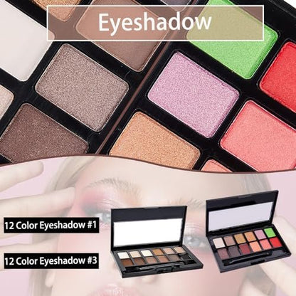 All In One Makeup Kit – Complete Travel Makeup Set for Women with Foundation, Eyeshadow Palette, Lipstick, Eyeliner, Mascara, Contour Stick & Cosmetic Brushes Avelisse