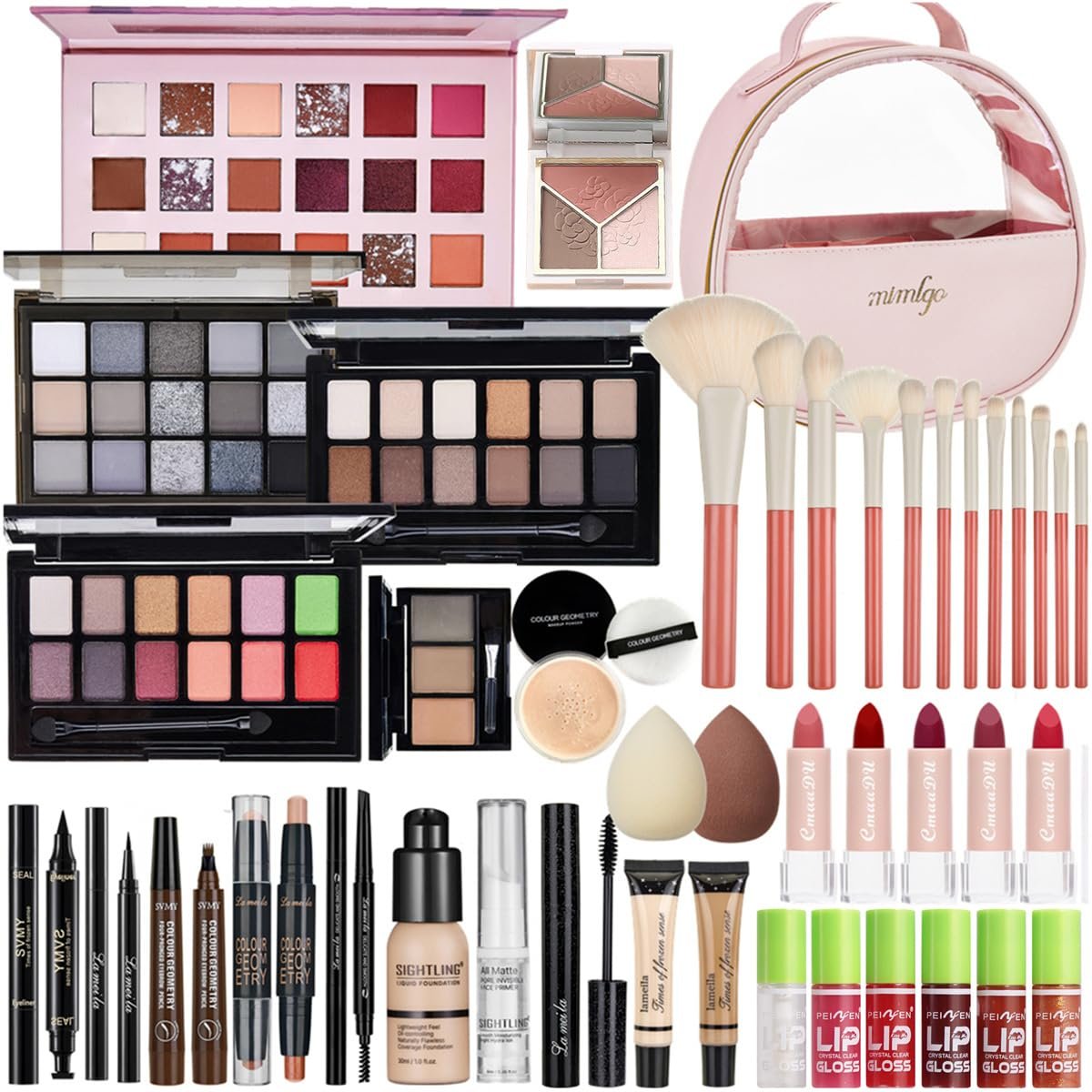 All In One Makeup Kit – Complete Travel Makeup Set for Women with Foundation, Eyeshadow Palette, Lipstick, Eyeliner, Mascara, Contour Stick & Cosmetic Brushes Avelisse