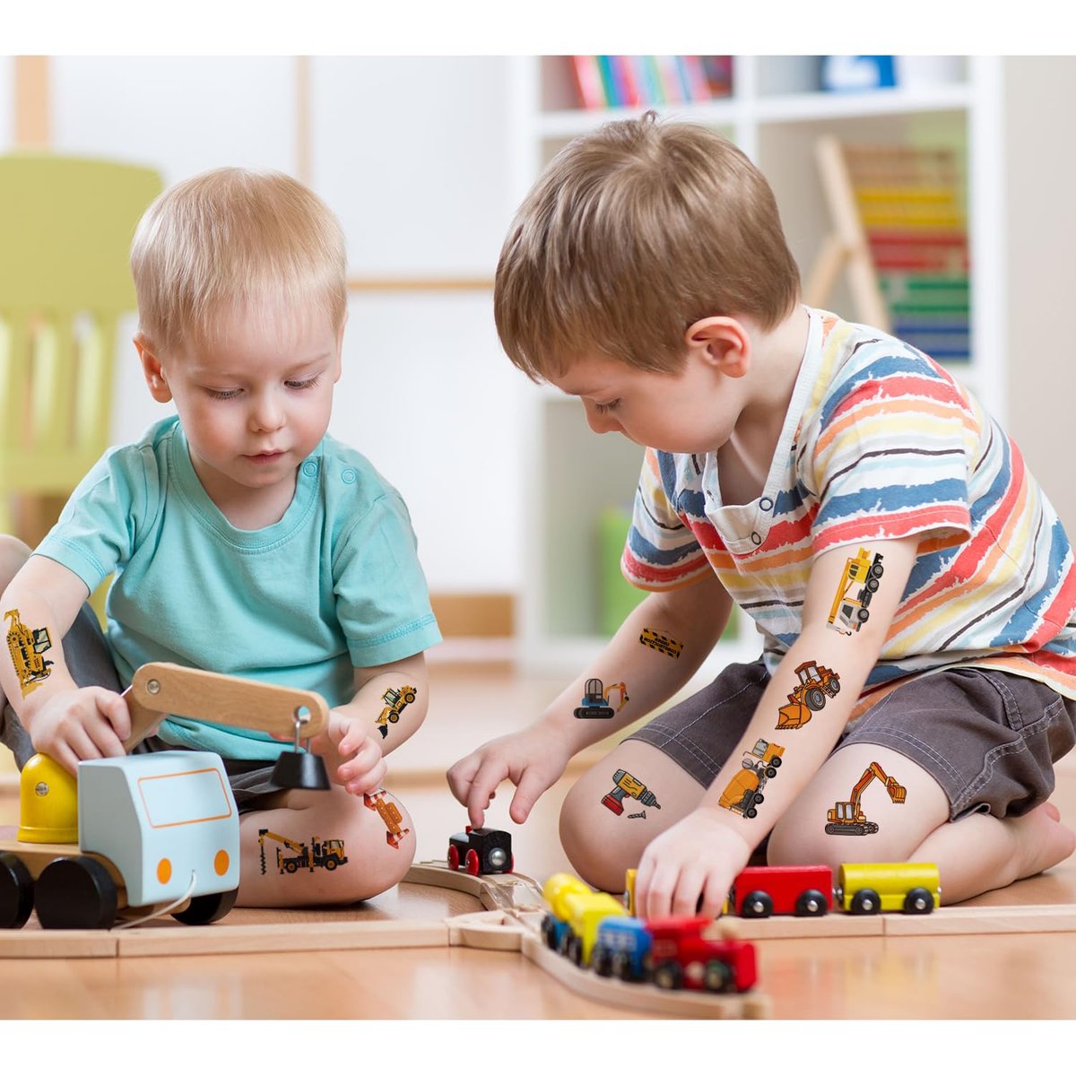 UVUXO Cars and Trucks Temporary Tattoo for Kids - 10 Sheets Construction Tractor Stickers, Birthday Party Favors for Boys and Girls - görsel 6