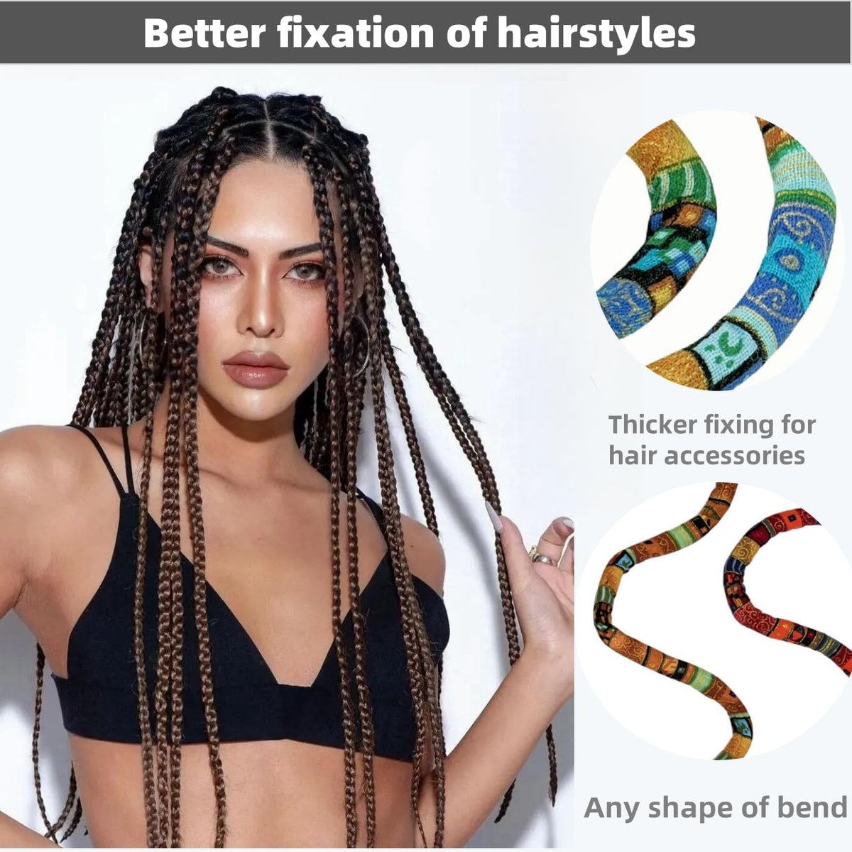 4-Piece Spiral Lock Hair Ties for Dreadlocks – Bendable Ponytail Holders with Iron Wire Core for Thick Curly Hair, Women & Men Avelisse