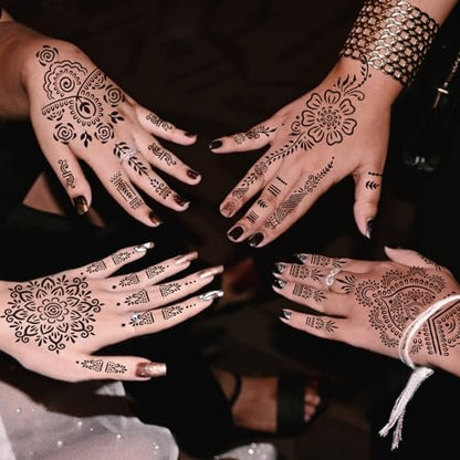 18 Sheet Henna Stencils Kit - Black Acrylic Temporary Tattoo Templates for Hands & Body
