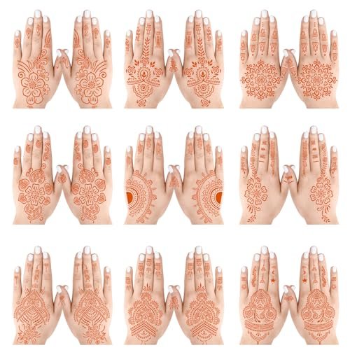 18 Sheet Henna Stencils Kit - Black Acrylic Temporary Tattoo Templates for Hands & Body - görsel 4