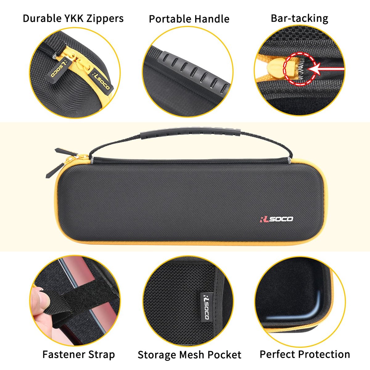RLSOCO Hard Case for BaBylissPRO Nano Titanium & ghd Platinum+/Original/Gold Flat Iron Hair Straightener | Compact Design with YKK Zipper & Scratch Protection - Black (Case Only) - görsel 5