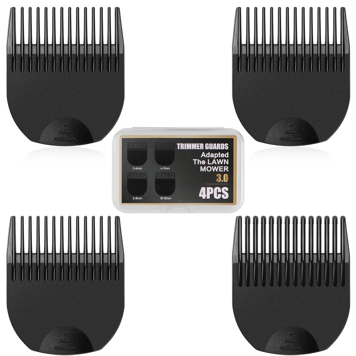 4 Professional Hair Trimmer Guards Cutting Guides for Manscaped Lawn Mower 3.0 - Replacement Trimmer Attachments with Organizer (1/8" to 1/2") - görsel 1