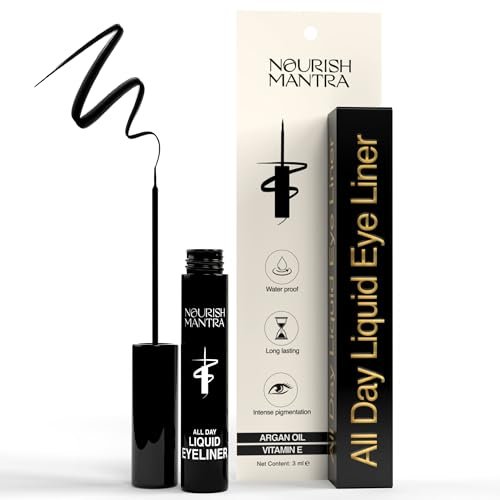 Nourish Mantra All-Day Liquid Eyeliner Waterproof 3ml – Black, Argan Oil & Vitamin E, Smudge Proof, Long Lasting - görsel 1