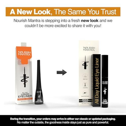 Nourish Mantra All-Day Liquid Eyeliner Waterproof 3ml – Black, Argan Oil & Vitamin E, Smudge Proof, Long Lasting
