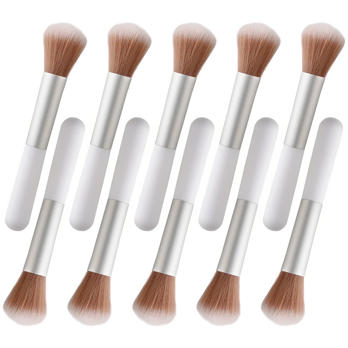 10-Piece Fluffy Beauty Makeup Brush Set - Portable Travel Brushes with Mushroom Design - görsel 1