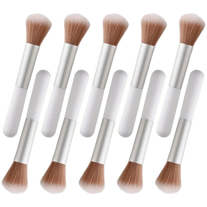 10-Piece Fluffy Beauty Makeup Brush Set - Portable Travel Brushes with Mushroom Design