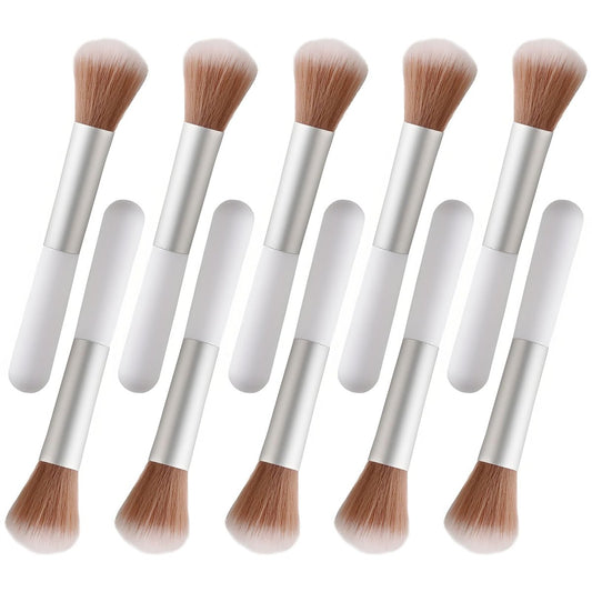 10-Piece Fluffy Beauty Makeup Brush Set - Portable Travel Brushes with Mushroom Design