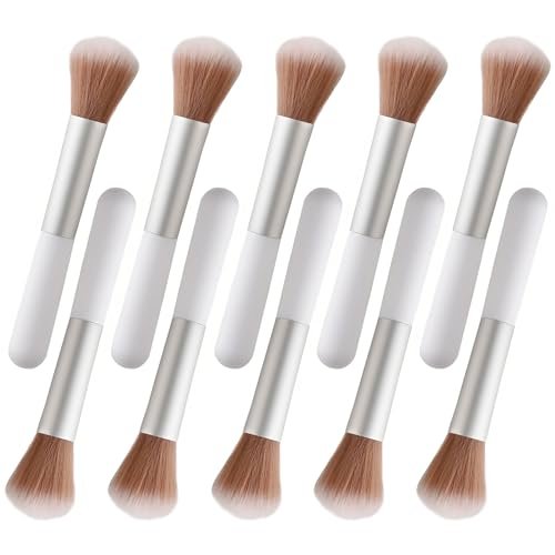 10-Piece Fluffy Beauty Makeup Brush Set - Portable Travel Brushes with Mushroom Design - görsel 2