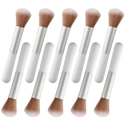 10-Piece Fluffy Beauty Makeup Brush Set - Portable Travel Brushes with Mushroom Design