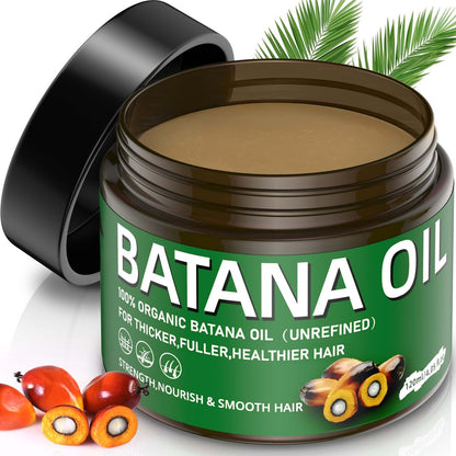 Raw Batana Oil for Hair Growth – 100% Natural, Unrefined, Pure Batana Oil – Dr. Sebi Organic Hair Oil – Prevent Hair Loss, Restore Damaged Hair & Scalp – Moisturize Scalp – 4.05 OZ
