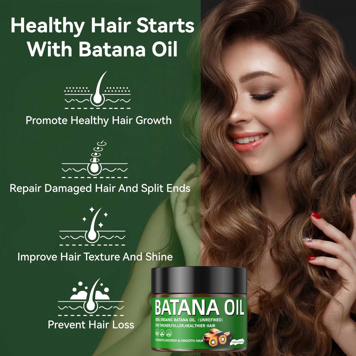 Raw Batana Oil for Hair Growth – 100% Natural, Unrefined, Pure Batana Oil – Dr. Sebi Organic Hair Oil – Prevent Hair Loss, Restore Damaged Hair & Scalp – Moisturize Scalp – 4.05 OZ - görsel 5