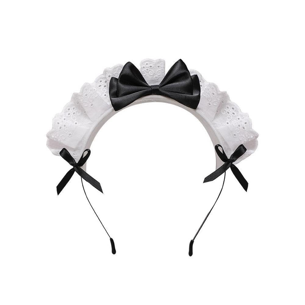 Women's Lolita Lace Bow Headband - Cute Anime Cosplay Hair Band with Ribbon Bowknot, Party Hair Accessory - görsel 2
