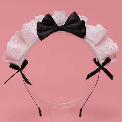 Women's Lolita Lace Bow Headband - Cute Anime Cosplay Hair Band with Ribbon Bowknot, Party Hair Accessory - görsel 6