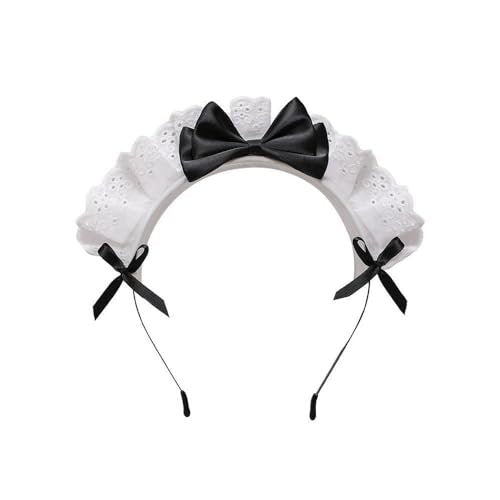 Women's Lolita Lace Bow Headband - Cute Anime Cosplay Hair Band with Ribbon Bowknot, Party Hair Accessory - görsel 1