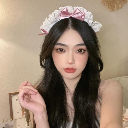 Women's Lolita Lace Bow Headband - Cute Anime Cosplay Hair Band with Ribbon Bowknot, Party Hair Accessory