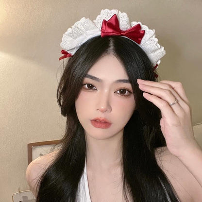 Women's Lolita Lace Bow Headband - Cute Anime Cosplay Hair Band with Ribbon Bowknot, Party Hair Accessory