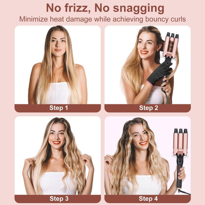 UNOBEY 5 in 1 Curling Wand Set - Rose Gold Ceramic Curling Iron with 3 Barrel and 4 Interchangeable Wands (0.5"-1.25"), Fast Heating, Includes Glove & 2 Clips Avelisse