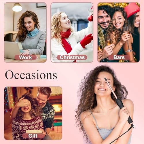 UNOBEY 5 in 1 Curling Wand Set - Rose Gold Ceramic Curling Iron with 3 Barrel and 4 Interchangeable Wands (0.5"-1.25"), Fast Heating, Includes Glove & 2 Clips Avelisse