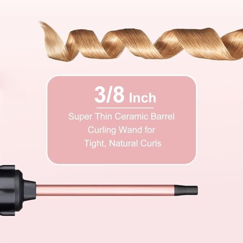 UNOBEY 5 in 1 Curling Wand Set - Rose Gold Ceramic Curling Iron with 3 Barrel and 4 Interchangeable Wands (0.5"-1.25"), Fast Heating, Includes Glove & 2 Clips Avelisse